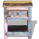 ZNTS Side Table with 1 Drawer Solid Reclaimed Wood 43x33x51 cm 243456