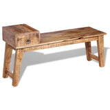 ZNTS Bench with Drawer Solid Mango Wood 120x36x60 cm 243461