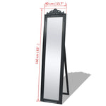 ZNTS Free-Standing Mirror Baroque Style 160x40 cm Black 243694
