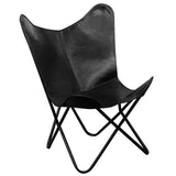 ZNTS Butterfly Chair Black Real Leather 243695