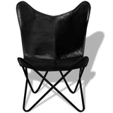 ZNTS Butterfly Chair Black Real Leather 243695