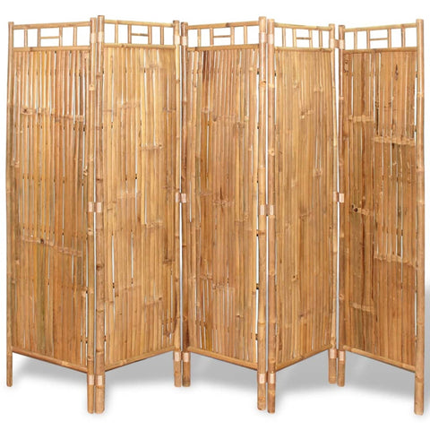 ZNTS 5-Panel Room Divider Bamboo 200x160 cm 243716
