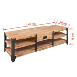 ZNTS TV Stand Solid Acacia Wood 140x40x45 cm 243913