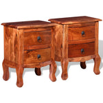 ZNTS Nightstands with Drawers 2 pcs Solid Acacia Wood 243972