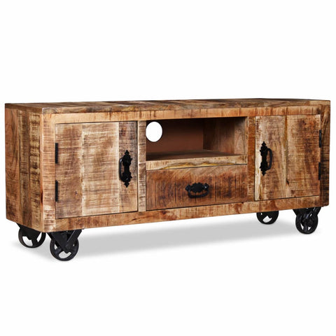 ZNTS TV Cabinet Rough Mango Wood 110x30x50 cm 243983