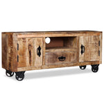 ZNTS TV Cabinet Rough Mango Wood 110x30x50 cm 243983