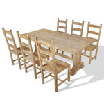 ZNTS Seven Piece Massive Dining Table and Chair Set Teak 244002