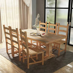 ZNTS Seven Piece Massive Dining Table and Chair Set Teak 244002