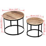 ZNTS Two Piece Coffee Table Set Rough Mango Wood Round 40 cm/50 cm 244006
