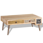 ZNTS Coffee Table with Drawers Solid Mango Wood 105x55x41 cm 244016