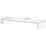 ZNTS TV Stand/Monitor Riser Glass Clear 110x30x13 cm 244132