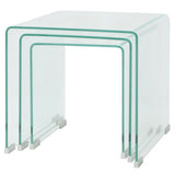 ZNTS Three Piece Nesting Table Set Tempered Glass Clear 244190