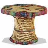 ZNTS Coffee Table Bamboo with Chindi Details Multicolour 244214