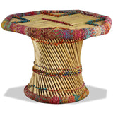 ZNTS Coffee Table Bamboo with Chindi Details Multicolour 244214