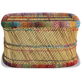 ZNTS Coffee Table Bamboo with Chindi Details Multicolour 244215