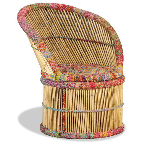 ZNTS Bamboo Chair with Chindi Details 244217