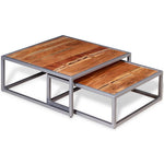 ZNTS Two Piece Coffee Table Set Solid Acacia Wood 244232