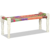 ZNTS Bench Solid Acacia Wood with Chindi Fabric Multicolour 244250