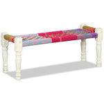 ZNTS Bench Solid Acacia Wood with Chindi Fabric Multicolour 244250