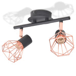 ZNTS Ceiling Lamp with 2 Spotlights E14 Black and Copper 244389