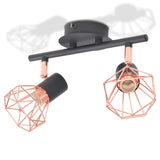 ZNTS Ceiling Lamp with 2 Spotlights E14 Black and Copper 244389