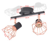 ZNTS Ceiling Lamp with 2 Spotlights E14 Black and Copper 244389