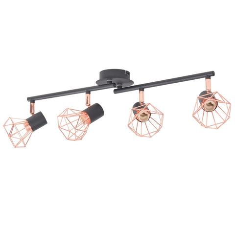 ZNTS Ceiling Lamp with 4 Spotlights E14 Black and Copper 244391