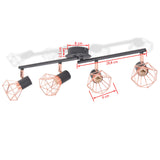 ZNTS Ceiling Lamp with 4 Spotlights E14 Black and Copper 244391