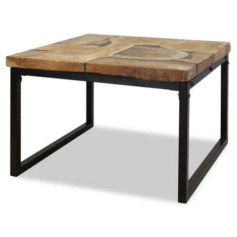 ZNTS Coffee Table Teak Resin 60x60x40 cm Black and Brown 244552