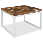 ZNTS Coffee Table Teak Resin 60x60x40 cm White and Brown 244554