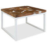 ZNTS Coffee Table Teak Resin 60x60x40 cm White and Brown 244554