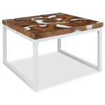 ZNTS Coffee Table Teak Resin 60x60x40 cm White and Brown 244554