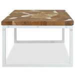 ZNTS Coffee Table Teak Resin 60x60x40 cm White and Brown 244554