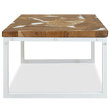ZNTS Coffee Table Teak Resin 60x60x40 cm White and Brown 244554