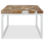 ZNTS Coffee Table Teak Resin 60x60x40 cm White and Brown 244554