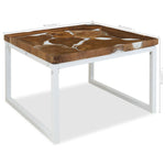 ZNTS Coffee Table Teak Resin 60x60x40 cm White and Brown 244554