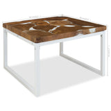 ZNTS Coffee Table Teak Resin 60x60x40 cm White and Brown 244554