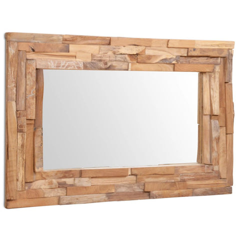 ZNTS Decorative Mirror Teak 90x60 cm Rectangular 244563