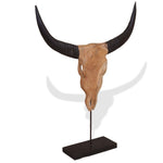ZNTS Bull Skull Sculpture Teak 66x15x88 cm 244566
