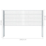 ZNTS 2D Gabion Fence Galvanised Steel 2.008x0.83 m 8 m Silver 274442