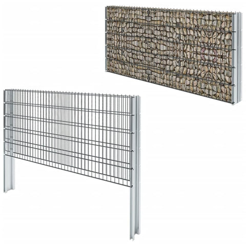ZNTS 2D Gabion Fence Galvanised Steel 2.008x1.03 m 4 m Grey 274450