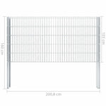 ZNTS 2D Gabion Fence Galvanised Steel 2.008x1.03 m 8 m Silve 274462