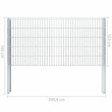 ZNTS 2D Gabion Fence Galvanised Steel 2.008x1.03 m 8 m Silve 274462