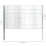 ZNTS 2D Gabion Fence Galvanised Steel 2.008x1.23 m 12 m Silver 274484
