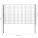 ZNTS 2D Gabion Fence Galvanised Steel 2.008x1.23 m 14 m Silver 274485