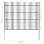 ZNTS 2D Gabion Fence Galvanised Steel 2.008x1.63 m 4 m Grey 274510
