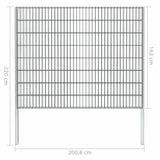 ZNTS 2D Gabion Fence Galvanised Steel 2.008x1.63 m 4 m Grey 274510
