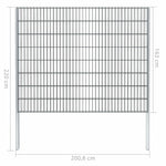 ZNTS 2D Gabion Fence Galvanised Steel 2.008x1.63 m 8 m Grey 274512