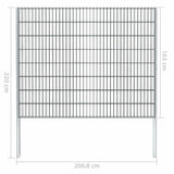ZNTS 2D Gabion Fence Galvanised Steel 2.008x1.63 m 8 m Grey 274512