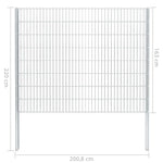 ZNTS 2D Gabion Fence Galvanised Steel 2.008x1.63 m 12 m Silver 274524